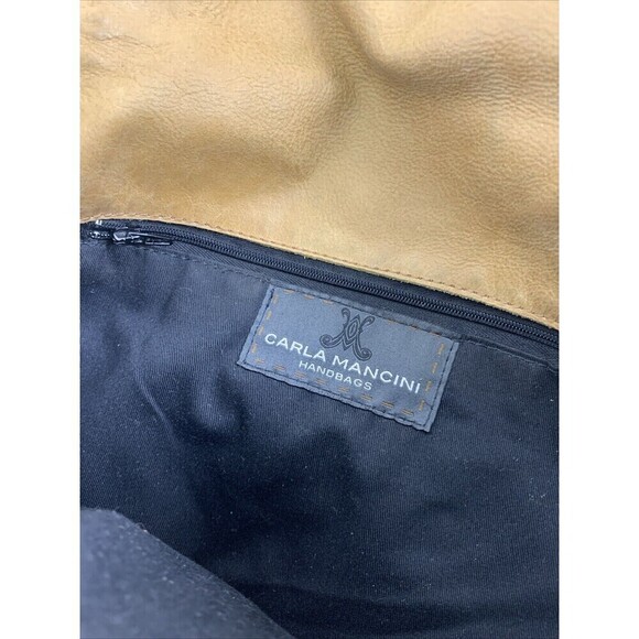 Carla Mancini Handbags Crossbody Tan Leather Zip Around Flap Purse Bag Black - Picture 13 of 16